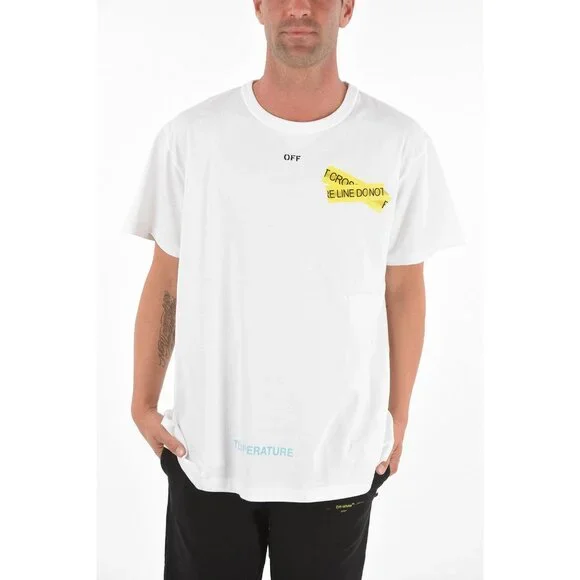Off White Firetape Cross Short Sleeve T Shirt White Mens Size M Edgy Street Wear